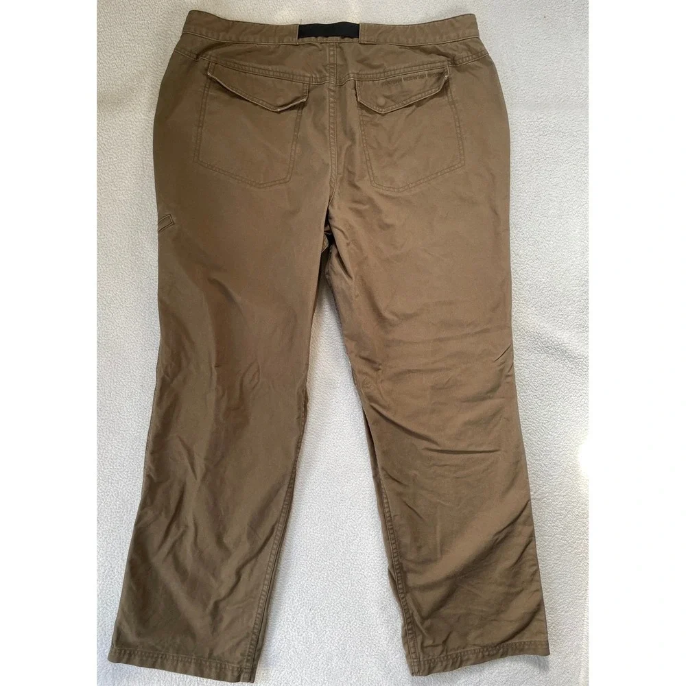 90s Eastern Mountain Sports Mens 38‎ Hiking Pants Brown Canvas Belted Cargo